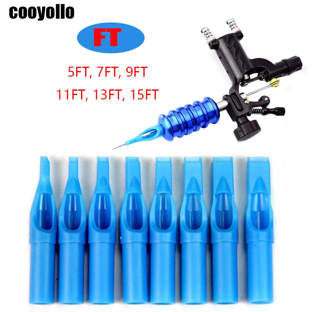 50Pcs 5/7/9/11/13/15FT Disposable Tattoo Machine หัวฉีดเคล็ดลับแบนรอบ