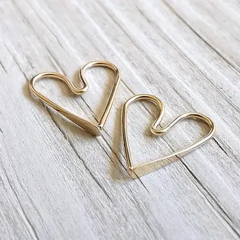

PINJEAS 2pcs Heart Hoop Earrings Open Tiny Simple Minimalist romantic Valentine creative gift Christmas birthday