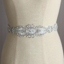 Свадебные платья свадебный пояс-кушак роскошный со Стразами Ремни невесты белая лента Свадебный Тонкий и длинный серебряный пояс, расшитый бисером
