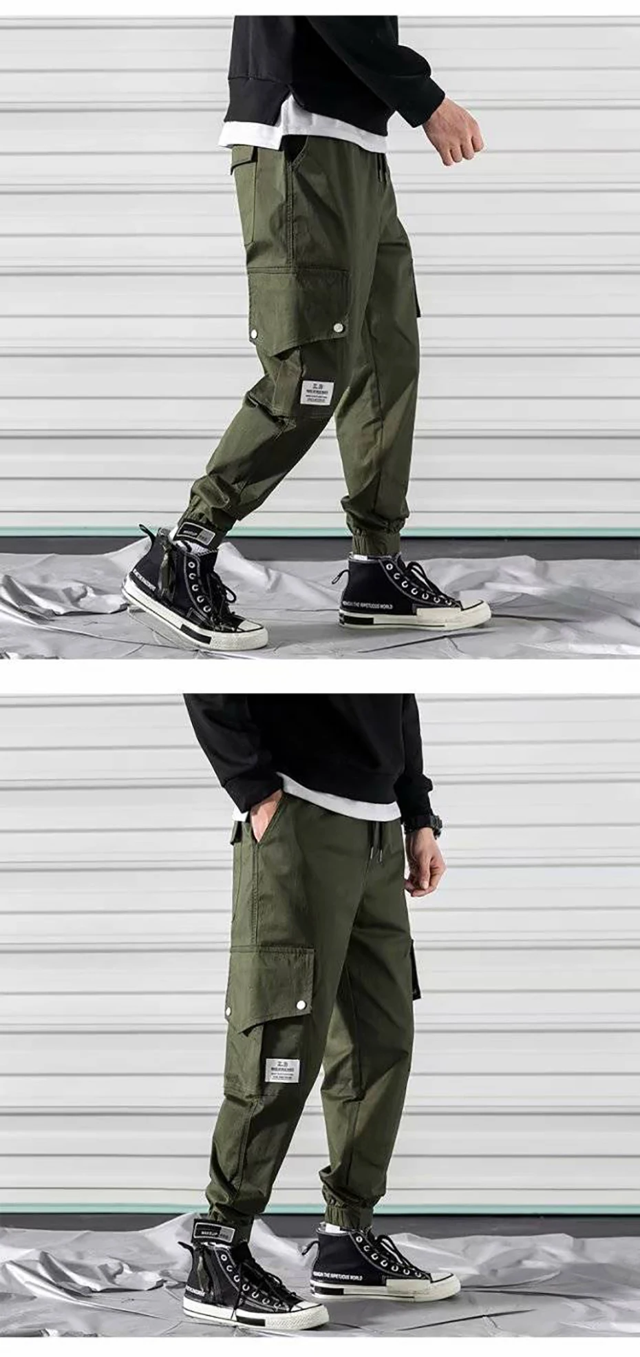 Горячие боковые карманы мужские зауженные брюки хип-хоп лоскутные брюки карго рваные спортивные брюки джоггеры брюки мужские модные