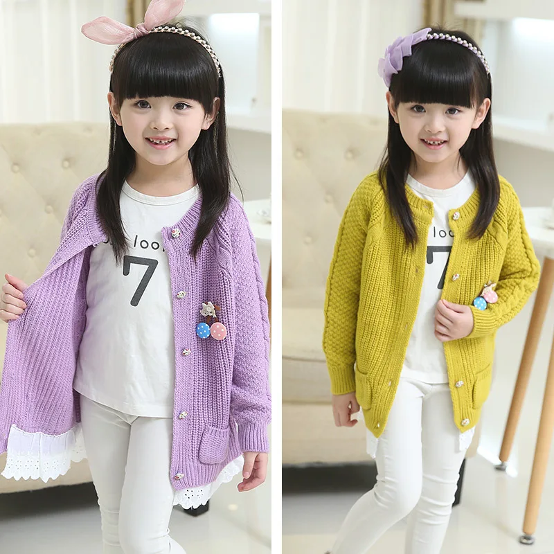 

Girls sweater cardigan children's clothing 2018 new spring and autumn fashion sweater coat sweater children's jacket