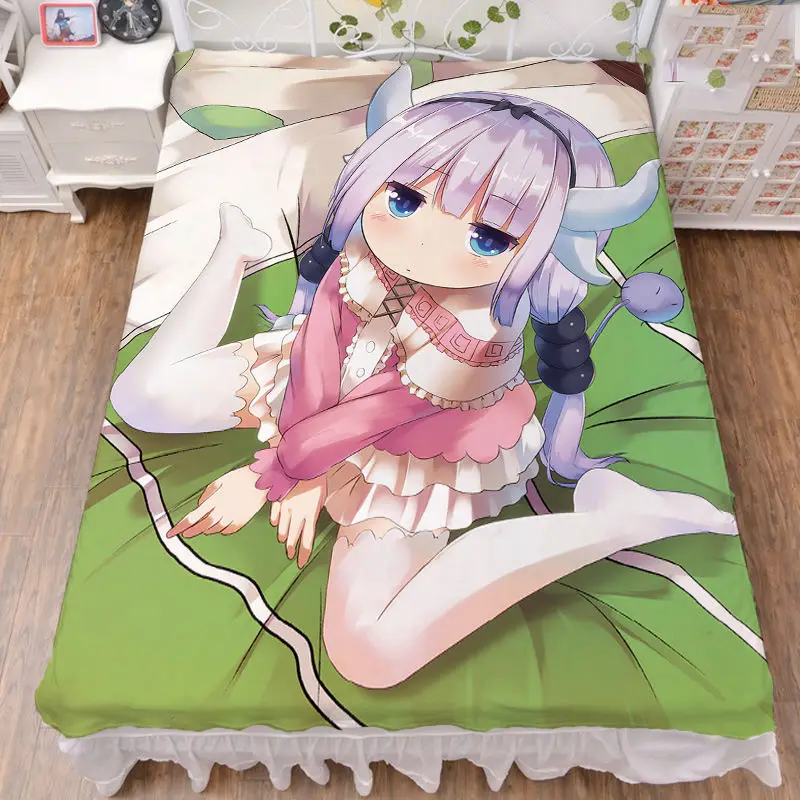 Милые аниме Kobayashi-san Chi no Maid Dragon Kanna Kamui плоский простынь пледы одеяло - Цвет: Peach Skin Material