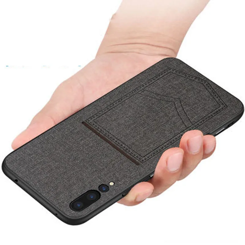 

Slim Soft Silicone Cloth Card Holder Case For Huawei p20 Pro Nova3 Nova3i Nova2 Plus Luxury Original Protective Case Back Cover