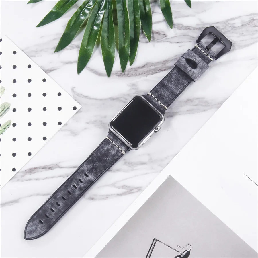Модный Матовый кожаный ремешок для Apple Watch 38, 42 мм, ремешок с пряжкой, винтажные Ремешки для наручных часов iWatch Series 5, 4, 3, 2, 1 издание, 40, 44 мм