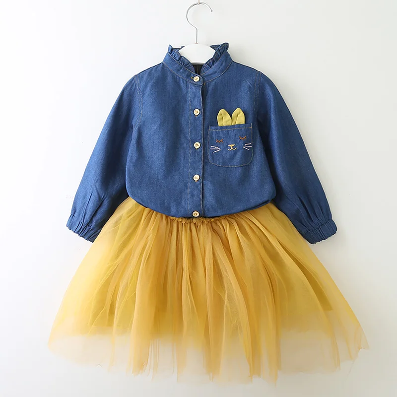 Keelorn/комплект одежды для девочек, Детский костюм коллекция года, новое летнее модное платье с длинными рукавами для девочек платье принцессы Детский комплект одежды для девочек с сумочкой - Цвет: AZ1778-Yellow