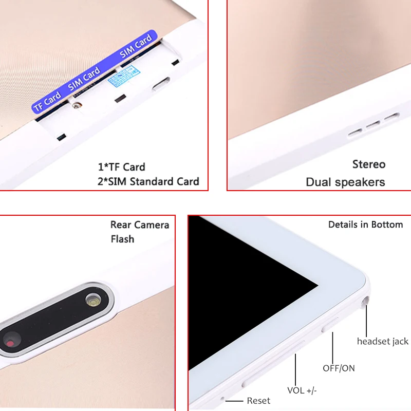 Планшетный ПК 10 дюймов 4 аппарат не привязан к оператору сотовой связи, две SIM карты, Android 8,0 Octa core 1280*800 Оперативная память 6 ГБ Встроенная память 64 Гб WI-FI Bluetooth Планшеты 10,1