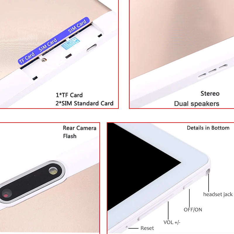 2019 New 10 inch Tablet PC 3G/4G LTE Phone Call Android 8.0 octa core RAM 6GB ROM 64GB 2.5D Tempere