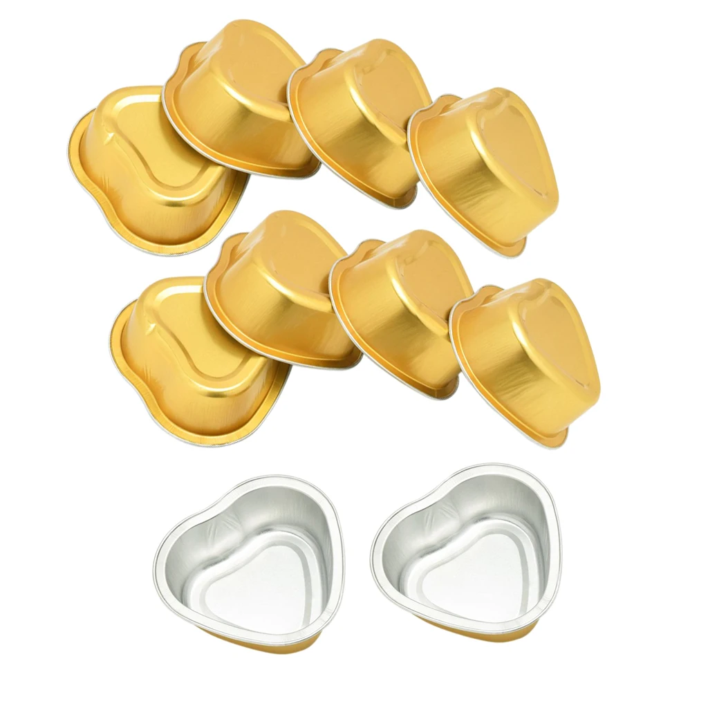 10 Pieces Gold Heart-Shaped Aluminum Foil Melting Hair Remove Wax Small Bowl Bean Depilatory Cream Bowl Waxing Pellet New