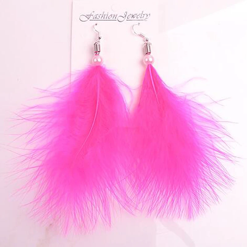

2019 Colorful pearl Bohemia Angel Wing Feather Earrings Cute Dangle Chandelier Earring For Women Girl Summer Jewelry Gift