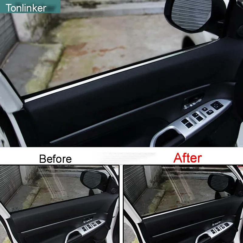 Tonlinker 4 PCS Car DIY NEW Stainless Steel door inner Windows edge