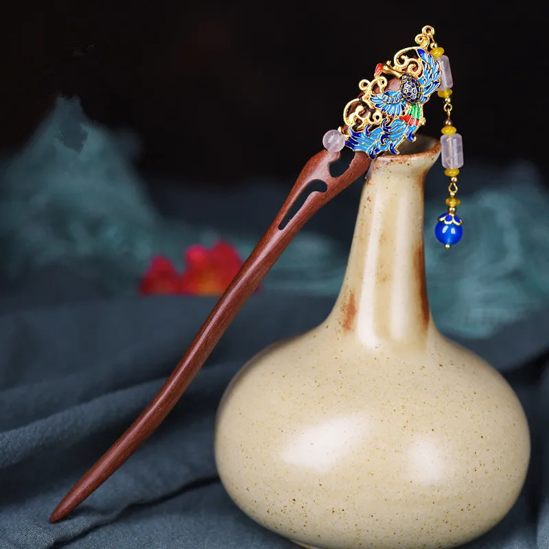 

Hair Sticks For Women Vertical Clip New Arrival Phoenix Wood Retro Headwear Jewelry Accessories Wedding Decoration Tiara F036