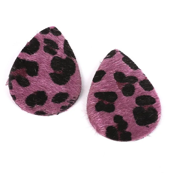 2-4pcs/pack Water Drop/Oval Shape Fashion Leopard Print PU Leather Charm Pendant DIY Decor Clothes for Jewelry Making Material - Цвет: 40x25mm 4pcs