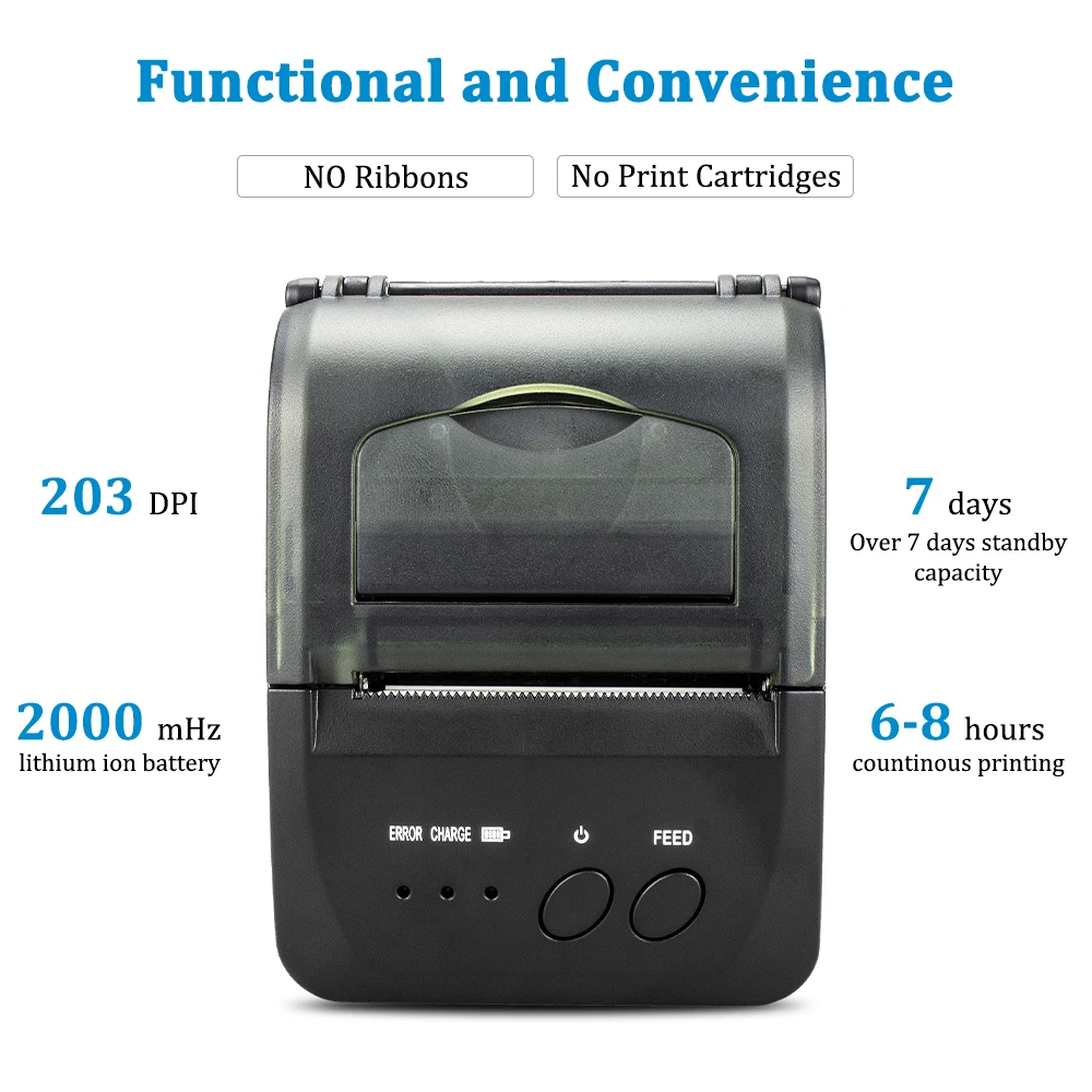 NETUM NT-1809DD 58mm Bluetooth Thermal Receipt Printer for Android IOS Windows AND 5890T RS232 Port Receipt Printer POS Portable mini color printer