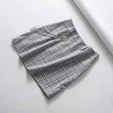 Модные женские повседневные клетчатые юбки Харадзюку, летние мини юбки с высокой талией, уличная одежда, узкие прямые юбки с поясом