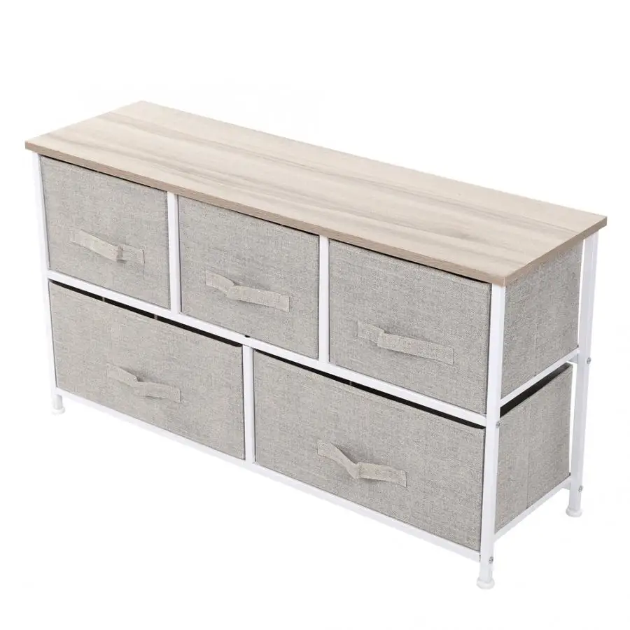 5 Drawers Detachable Fabric Drawer Iron Frame Bedroom Living Room Organizer Storage Shelf