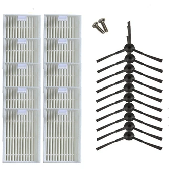 

High Quality 10pcs Side Brush & 10pcs Hepa Filter & 2pcs Screw for Ecovacs CR120 Dibea X500 X600 Vacuum cleaner parts