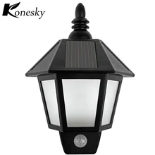 Водонепроницаемый светодиодный светильник на солнечной батарее с датчиком движения, наружный активированный шестиугольный настенный светильник для сада, автоматически включается в ночное время, дорожка, светильник ing