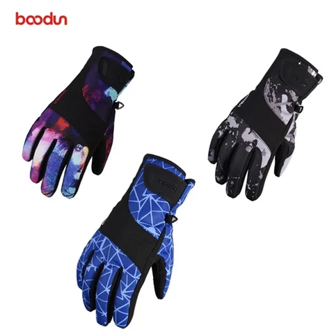 Luvas de Cinco Dedos para Mulheres dos Homens de Inverno Esporte ao ar Luvas de Esqui Luvas à Prova de Vento Boodun Livre Microfibra Manter Quente