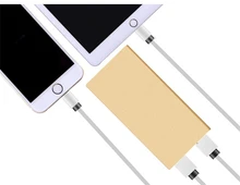 Ultra-thin Mobile Power Bank 12000 mAh metal shell led light USB External Backup Battery Portable universal Phone charger
