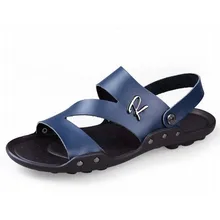 Популярные модные брендовые повседневные мужские сандалии; шлепанцы; летняя пляжная обувь ручной работы из спилка; Вьетнамки; купальные плавки