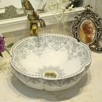 

China Handmade Ceramic Art Basin Sinks Counter Top Wash Basin Bathroom Vessel Sinks vanities ceramic wash basin bathroom sink