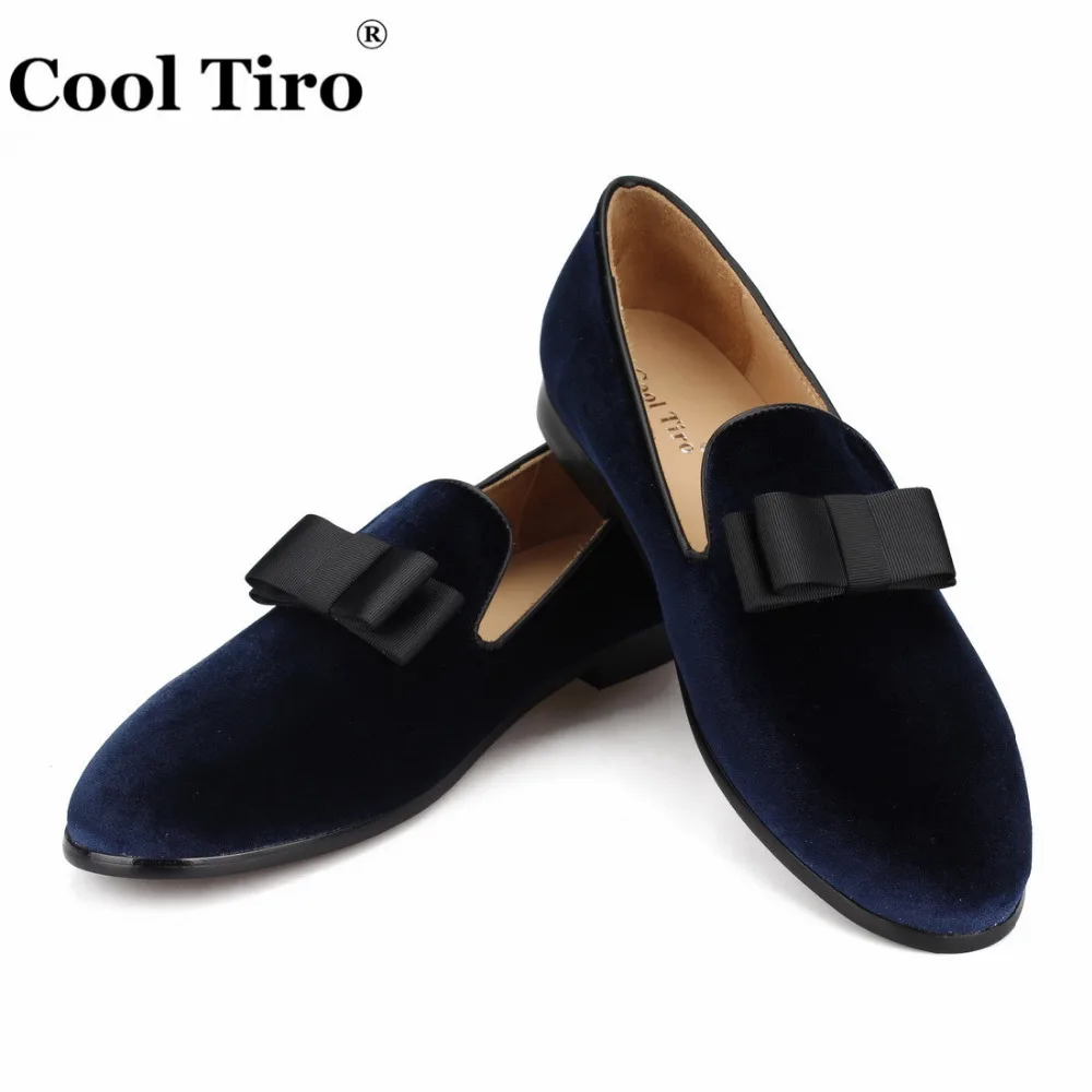 Dark blue velvet Loafers with Bow Tie (6)
