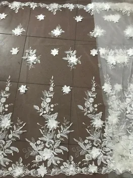 

3d flower net lace fabric JIANXI.C-6629 embroidery tulle lace fabric nigerian lace fabric with sequins