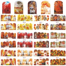 12 шт. наклейки для ногтей осень желтый клен наборы татуировок полный слайдер обертывания для воды наклейки для женщин маникюр Дизайн ногтей украшения BN