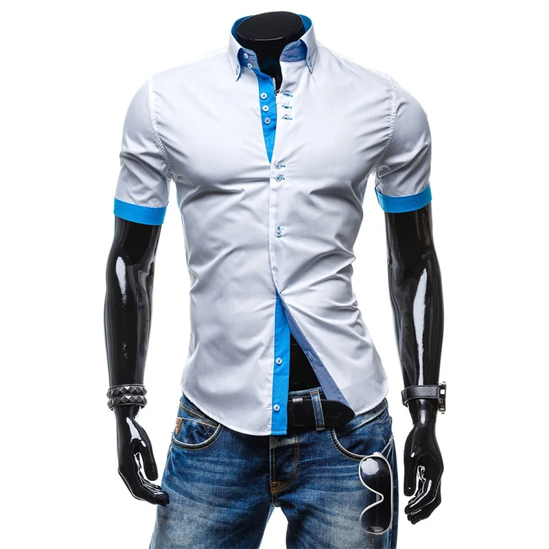 

2018 New Mens Shirts Fashion 2018 Summer Short Sleeve Slim Shirts Male White Color Casual Shirts Casual Short Sleeves for men