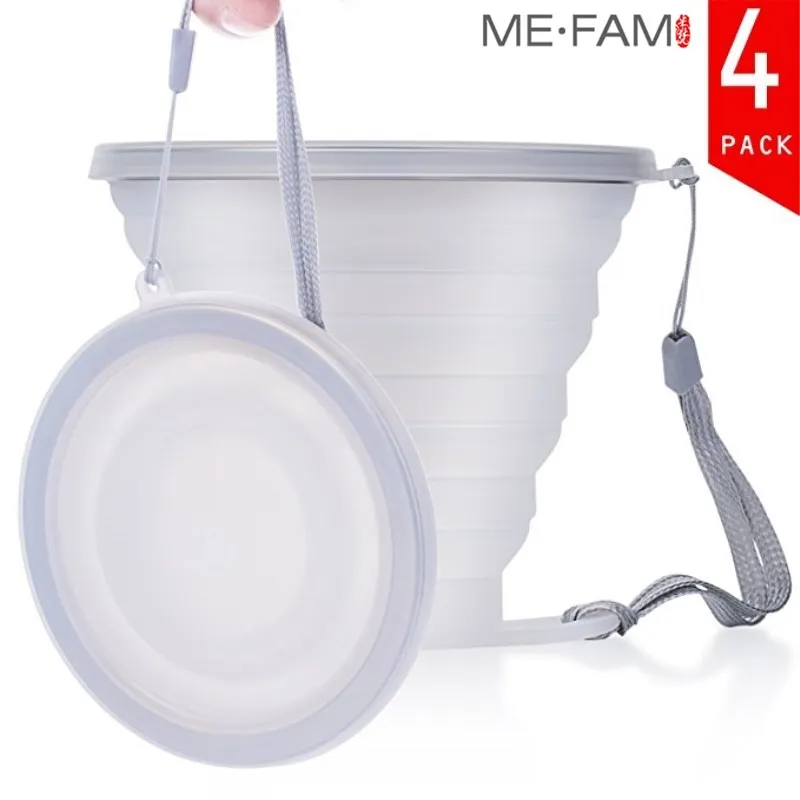 

Silicone Folding Cup Stainless steel 270ml with Dustproof Cover Lid Outdoor Coffee Cups Retractable Travel Copa Folding cup