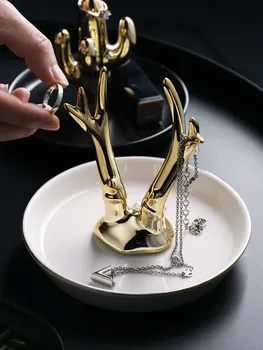 

Half-room ins Creative Dressing Table Receiving Plate Household Nordic Ceramic Jewelry Frame Ring Necklace Tray Jewelry Box