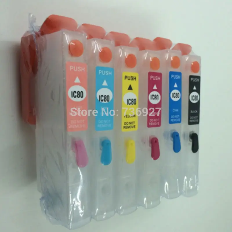 

1 Set ICBK80 ICC80 ICM80 ICY80 Empty Refill ink Cartridge For Epson EP-907F EP-977A EP-807AW/AB/AR EP-777A EP-707A printer