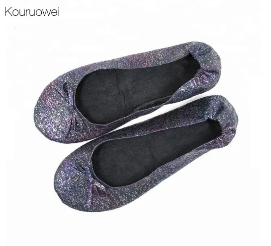 Free Shipping! Hot Selling Gold Silver Black Women's Foldable Ballet Shoes Wedding Dancing Folding Ballet Flats Wholesale