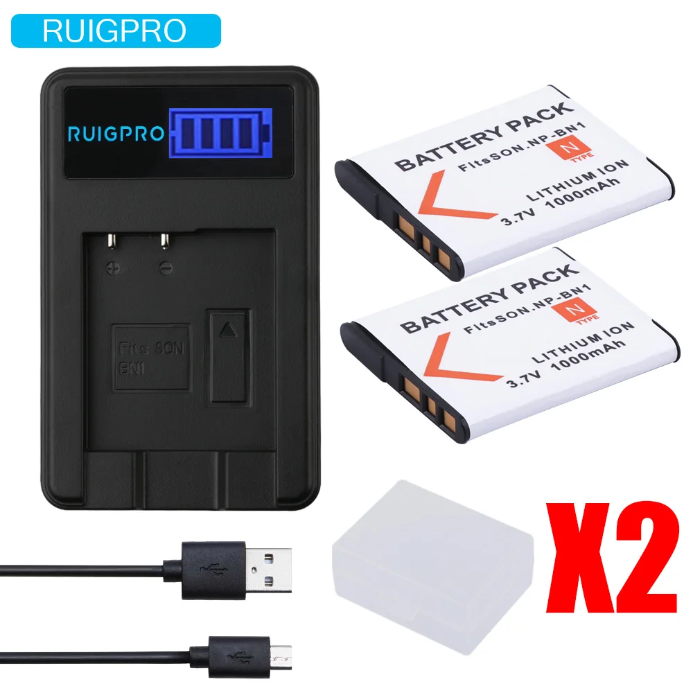 

RP 2x bateria NP-BN1 np bn1 NPBN1 battery + LCD USB charger for sony DSC WX220 WX150 DSC-W380 W390 DSC-W320 W630 camera
