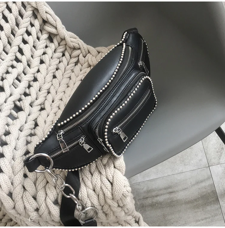 MCJH & JMT 2018 поясная барсетка черный из искусственной кожи Waistbag дизайнер для женщин поясная сумка Fanny Pack заклепки поясная сумка для женщин Fanny