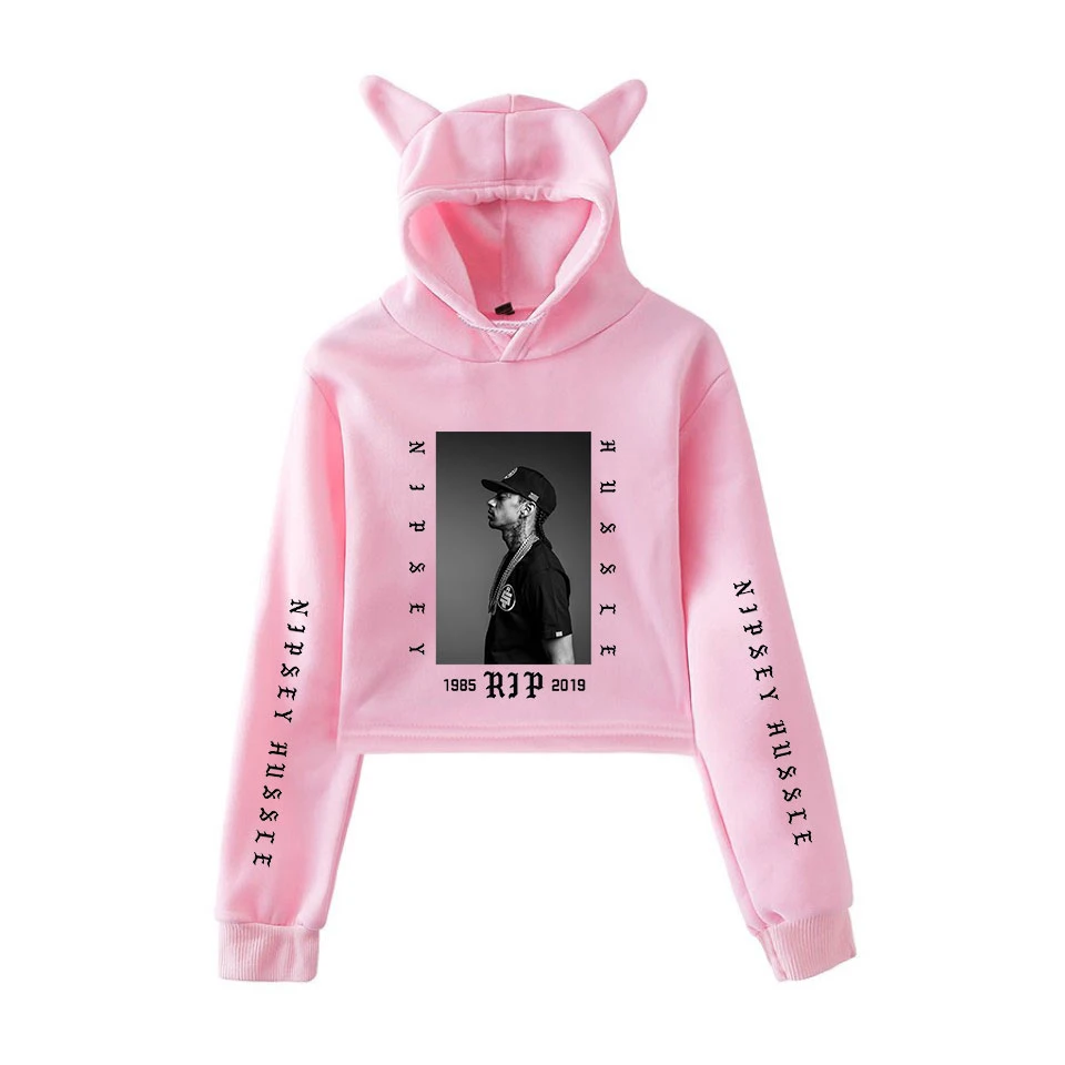 Модный классный стиль Nipsey Hussle модный тренд Kawaii Cat Crop Top женские толстовки Толстовка сексуальный стиль Бесплатная доставка