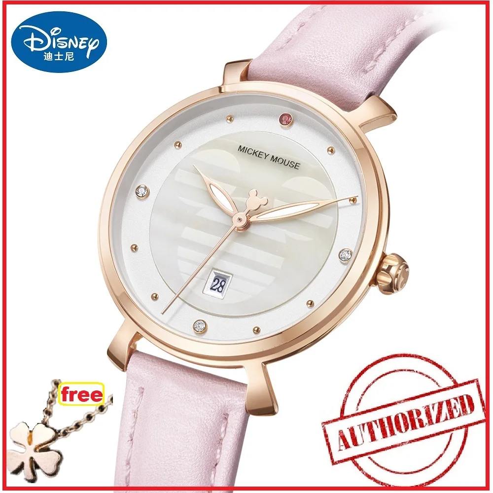 

Disney Brand Original Mickey Mouse south rhinstone Women's Watches japan quartz Clocks Ladies Mica shell dial Waterproof 2019