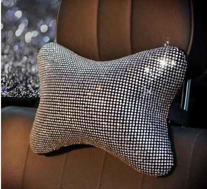 LUNASBORE Подушка на подголовник автомобиля персонализированные алмазные Стразы Автомобильная подушка для головы и шеи Подушка на спинку сиденья подарок для девушек - Цвет: headrest