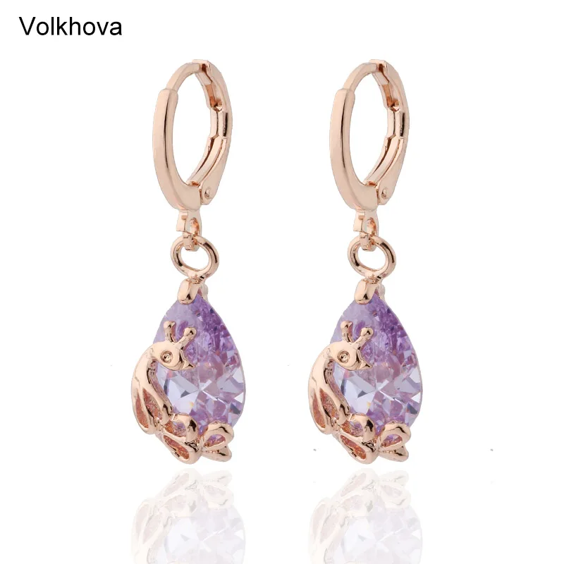 

New Design Water Drop AAA Cubic zirconia Long Earrings 585 Rose Gold Cute Dangle Earrings For Women Wedding Fashion Jewelry