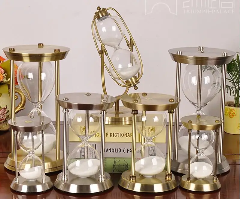 Retro Luxury Metal Plating Hourglass ampulheta 15/30/60 Minutes Glass