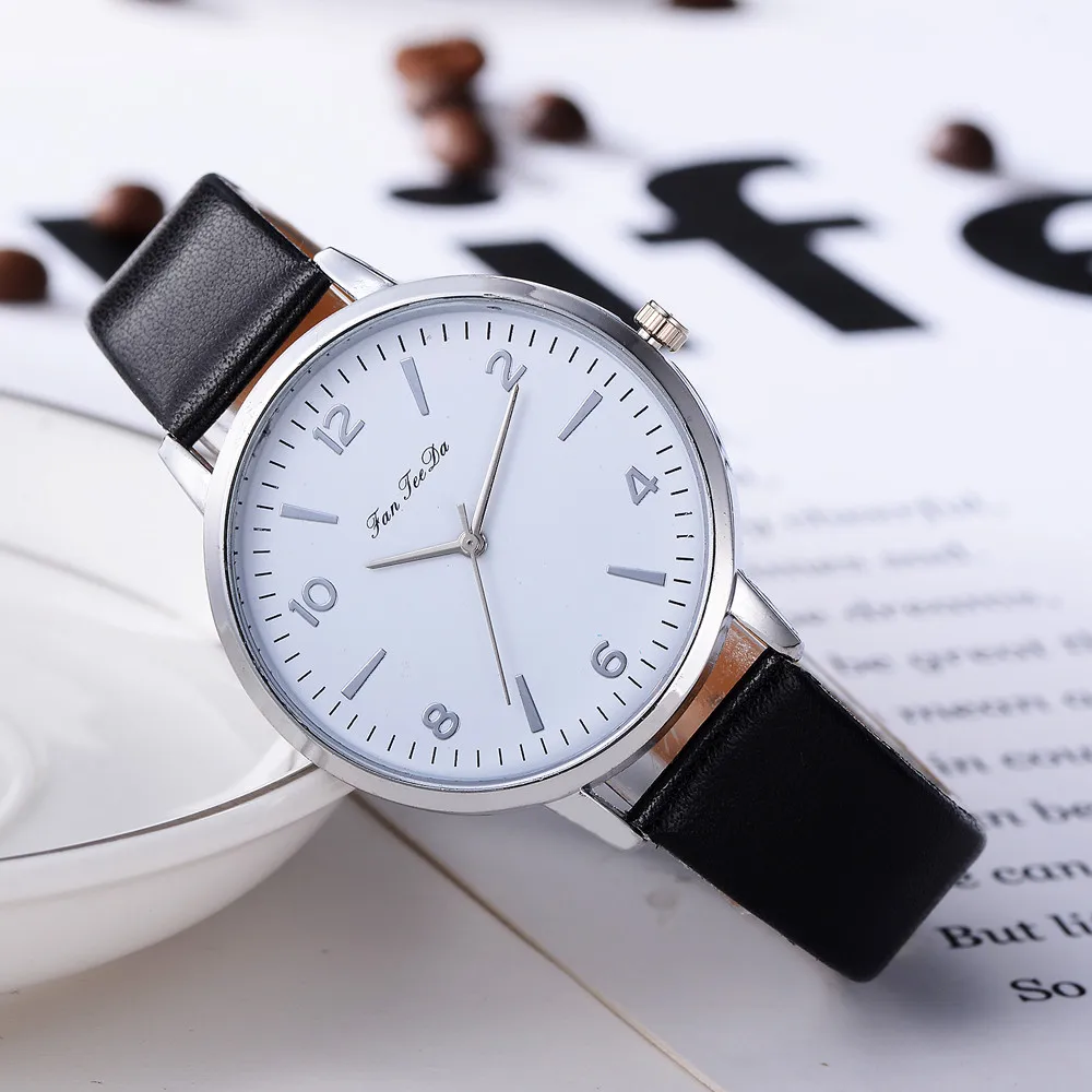 Роскошные элегантные Для женщин часы кожаный ремешок аналоговые кварцевые Круглый наручные часы женские часы моды подарки relogio feminino A65