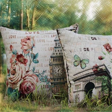 Removable Washable Paris American Vintage Style Sofa Cushion Covers for Seat Pillow Cases Wholesale Promotion Home
