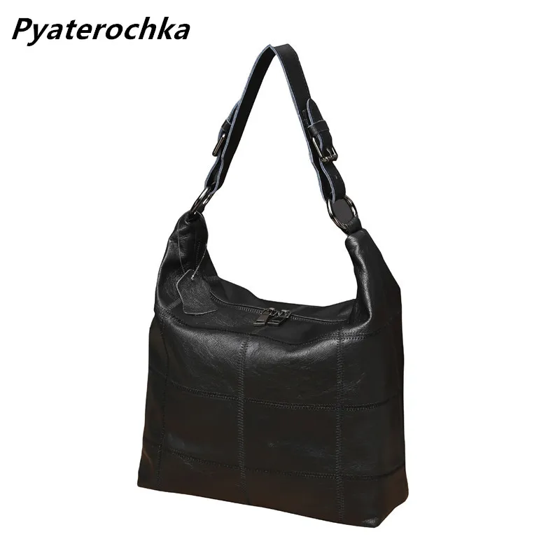 

Pyaterochka Shoulder Bag Women Big Fashion 2019 Handbag Genuine Cowleather Casual Tote High Quality Solid Hobos Large Capacity