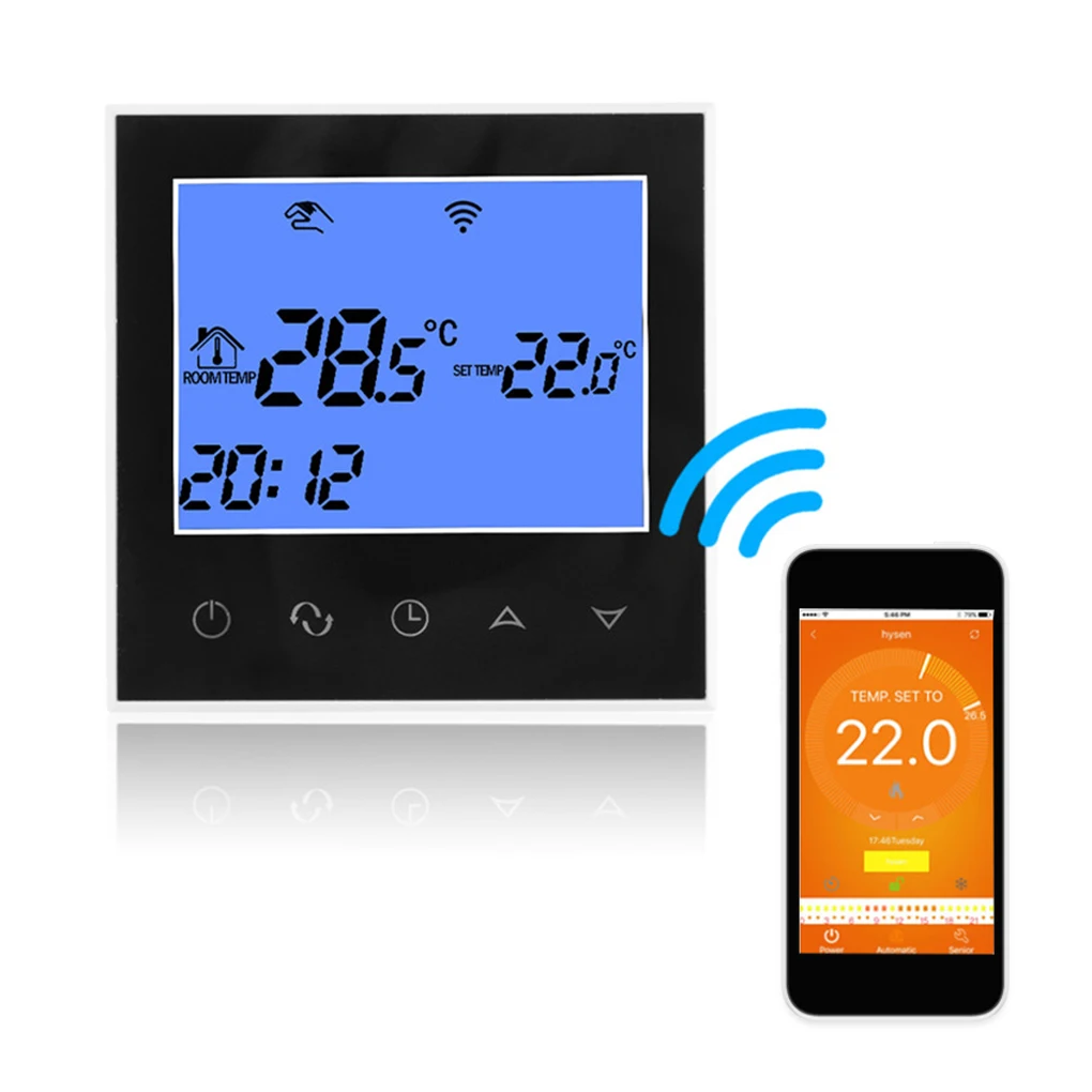 

Water Floor Heating Thermostat with Touchscreen Smart WIFI Programmable Temperature Controller with LCD Display 3A 200-240V