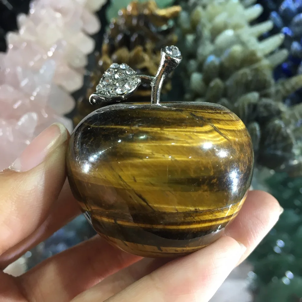 

1pcs Natural tiger's-eye Crystal Apple Figurine Decoration