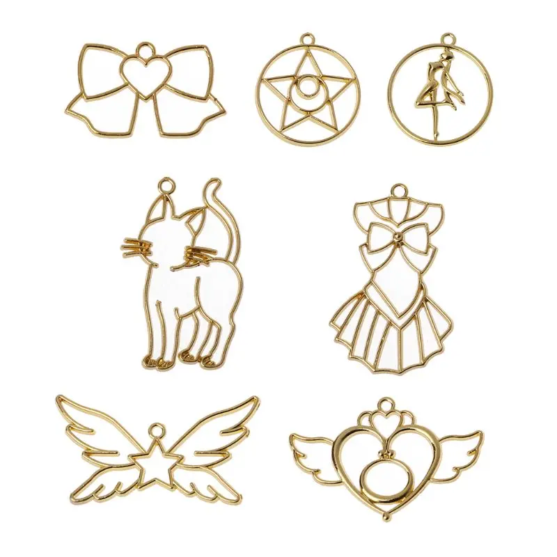 

7Pcs Open Bezel Charm Blank Frame Pendant for UV Resin Crafts Jewelry Making