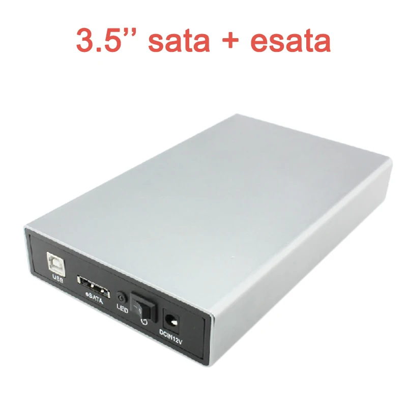 Мобильный жесткий коробки для дисков 3,5 дюймов sata usb 2,0 чехол для жесткого диска с esata портом Алюминиевый металлический корпус зарядное устройство для hdd корпус caddy