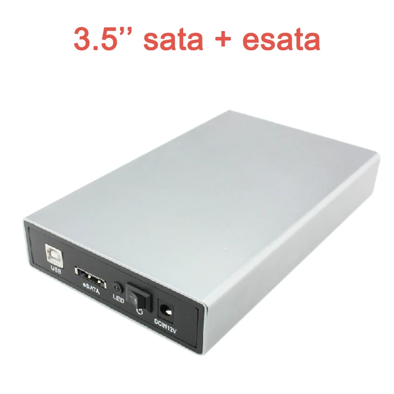 Cajas de disco duro móvil de 3,5 pulgadas sata usb 2,0, carcasa de disco duro con puerto esata, carcasa metálica de aluminio, cargador de CA, carcasa case|hard drive casehard disk