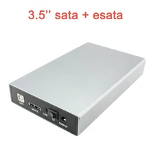 mobile hard disk boxes 3.5 inch sata usb 2.0 hard drive case with esata port aluminum metal shell AC charger hdd enclosure caddy