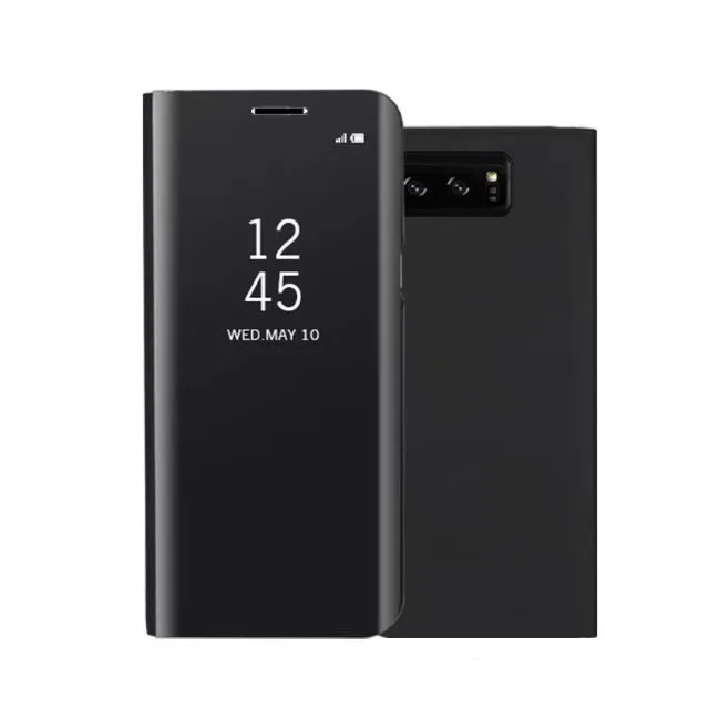 Зеркальный кожаный чехол-книжка для samsung Galaxy Note 8, S6, S7 Edge, S9, S8 Plus, прозрачный, с окошком обзора, умный чехол для iphone6, 6s, 7, 8 Plus, X